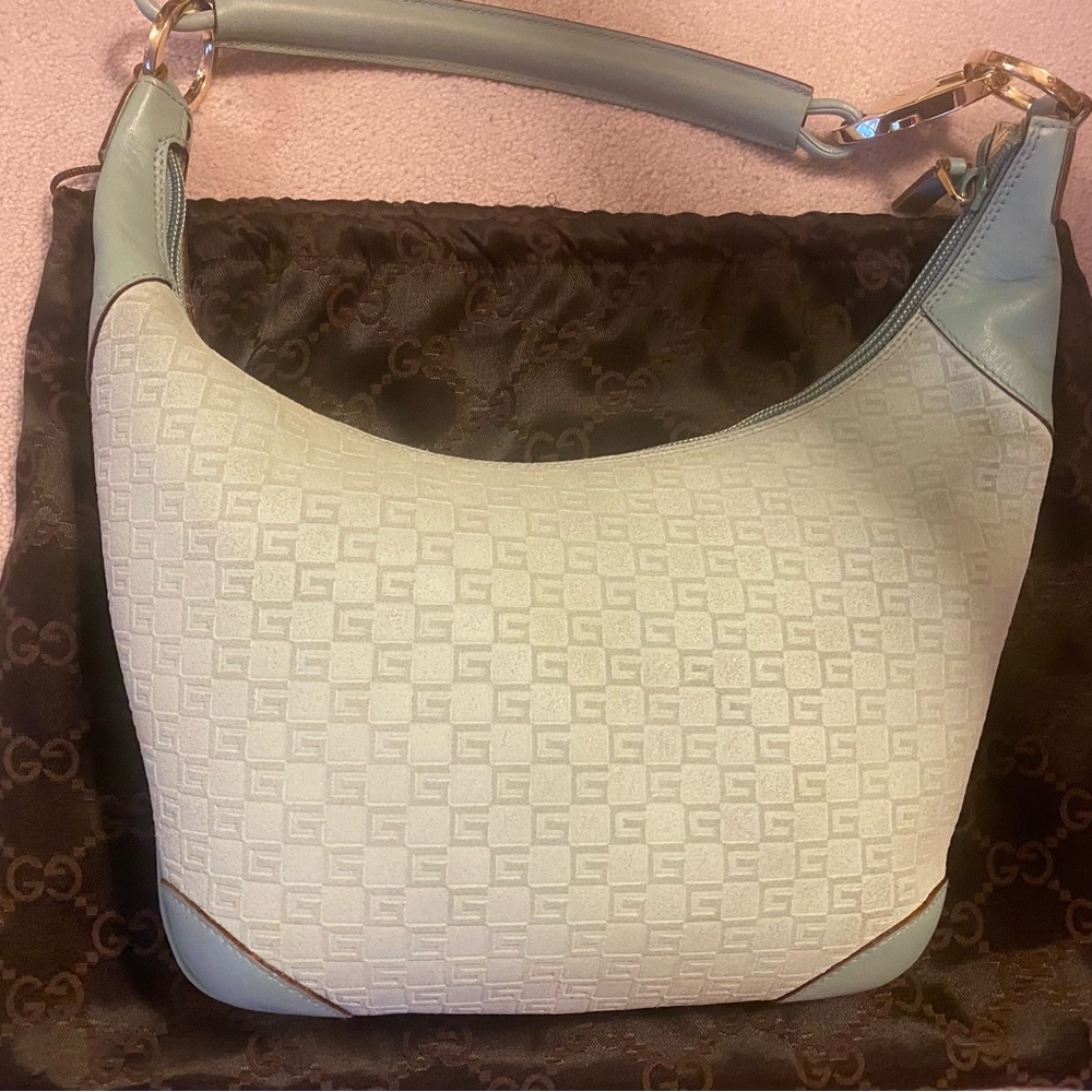 Gucci Baby Blue Suede Hobo Bag
